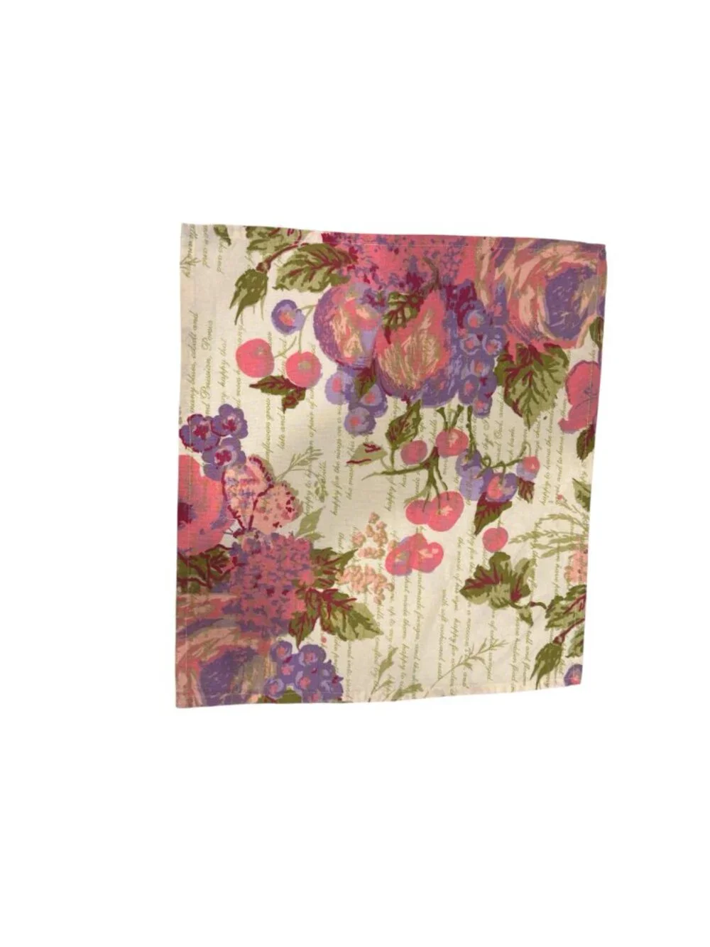 April Cornell Set of 8 Floral Cotton Dinner Napkins Cottage Garden Pink Purple